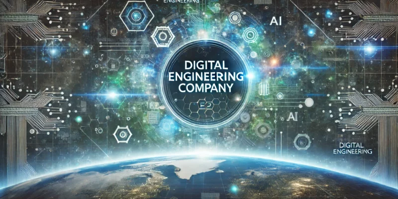 DALL·E 2025-03-20 04.59.13 - A futuristic digital-themed image showcasing the words 'Digital Engineering Company' in a high-tech font. The background features a cosmic space view